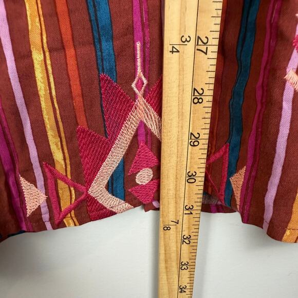 Savanna Jane Top Women's 2X Red Multi Striped Aztec Embroidery Colorful Bohemian - Picture 10 of 10